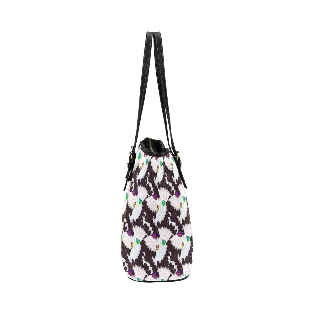 Eagle Feather Fans Leather Tote Bag