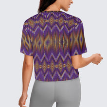 Load image into Gallery viewer, Fire Feather Purple Crop Top
