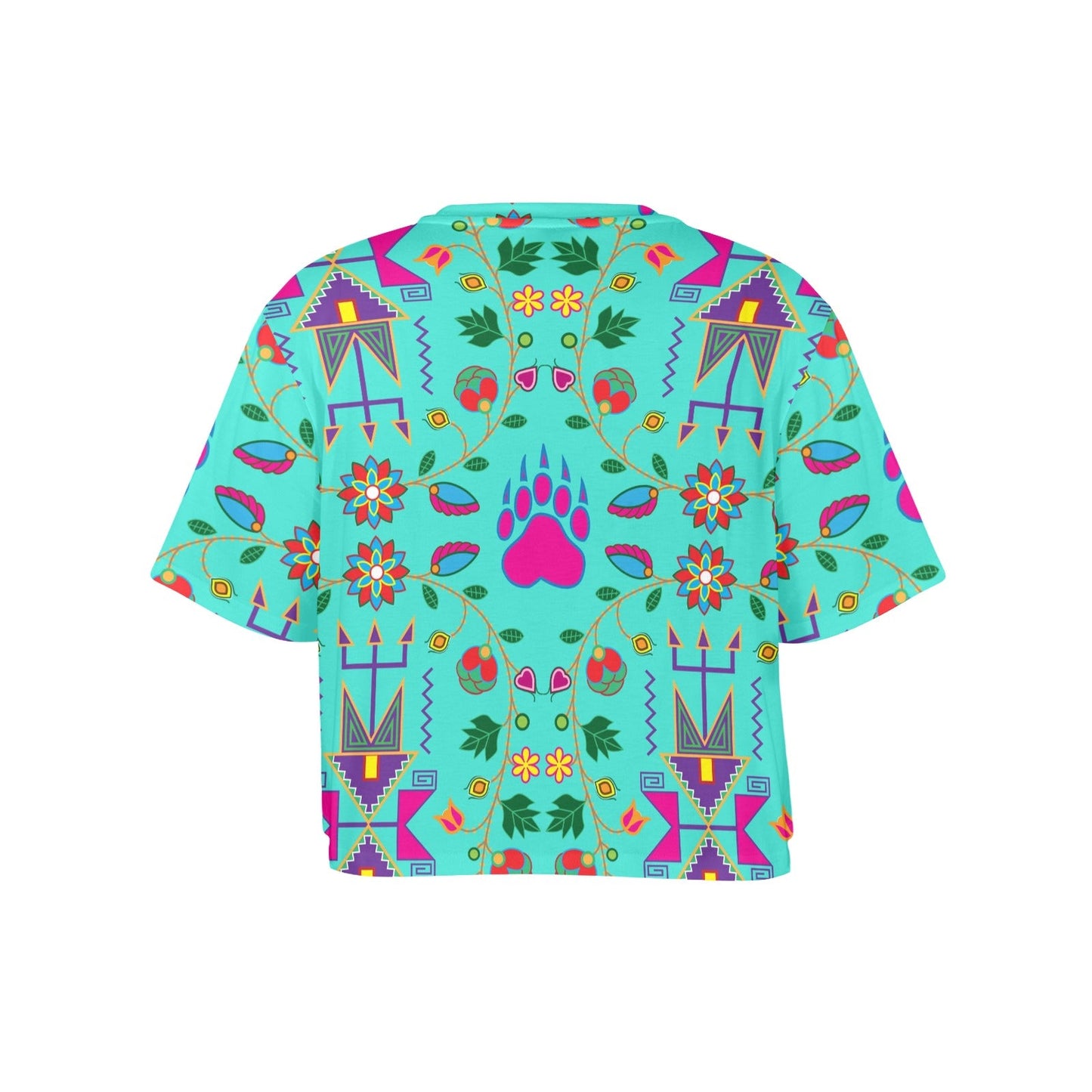 Geometric Floral Fall Black Crop Top