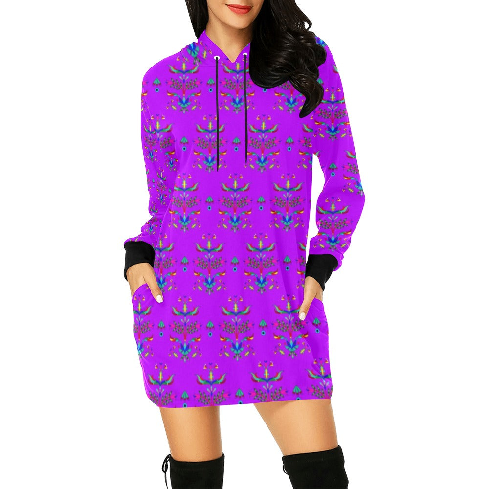 Dakota Damask Purple Hoodie Dress