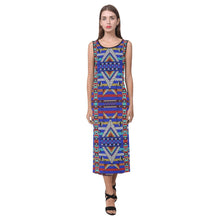 Load image into Gallery viewer, Medicine Blessing Blue Phaedra Sleeveless Open Fork Long Dress
