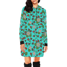 Load image into Gallery viewer, Strawberry Dreams Turquoise Hoodie Dress
