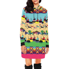 Load image into Gallery viewer, Horses and Buffalo Ledger Pink Hoodie Dress
