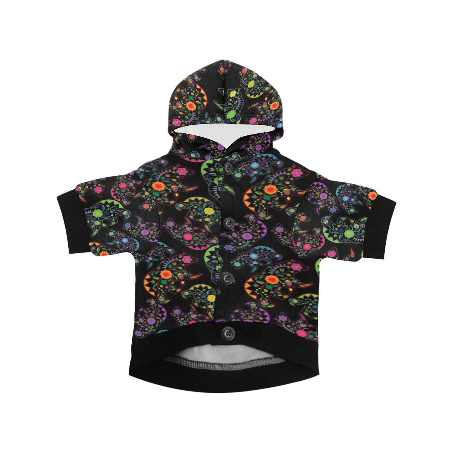 Neon Floral Bears Pet Dog Hoodie