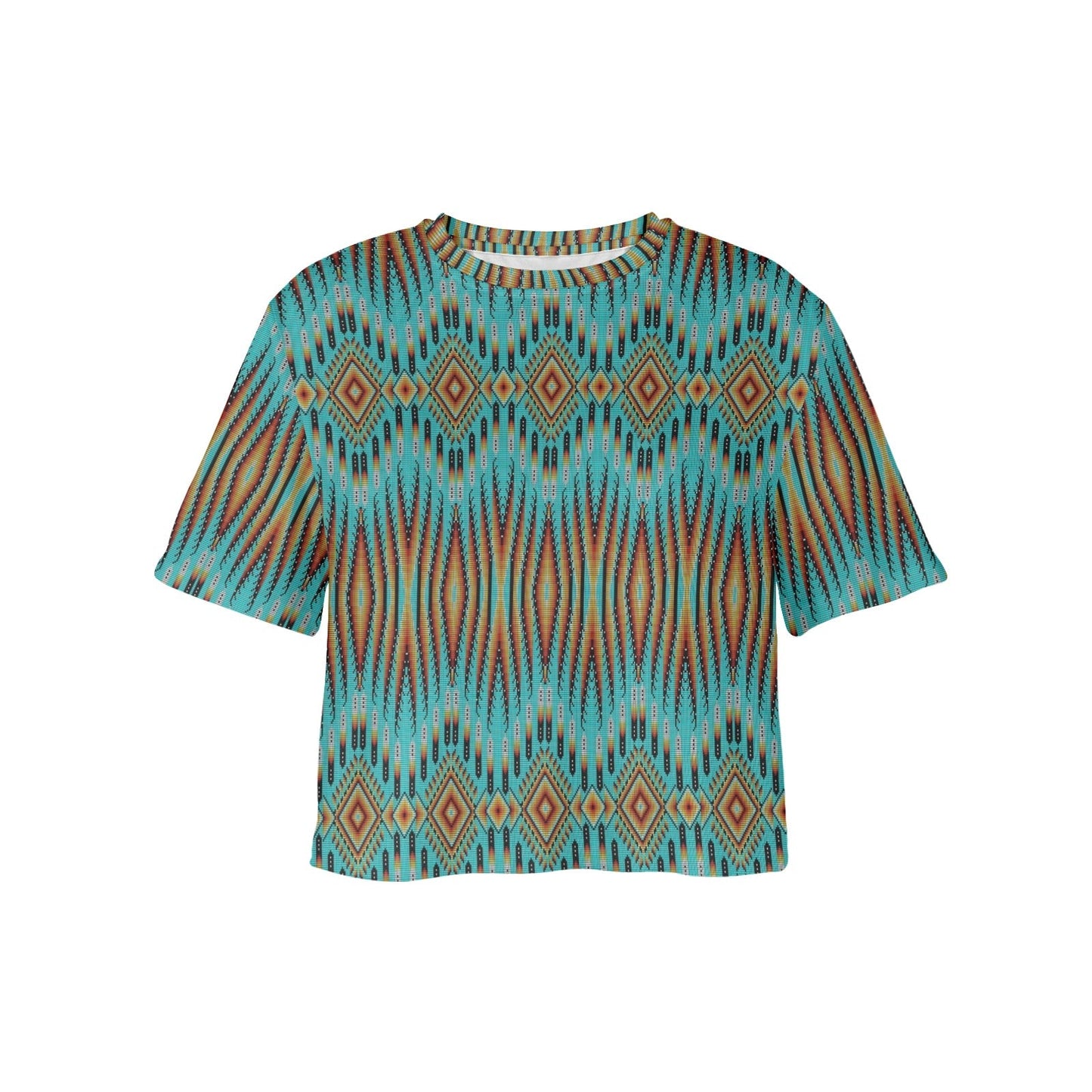 Fire Feather Turquoise Crop Top