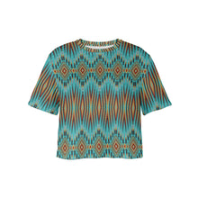 Load image into Gallery viewer, Fire Feather Turquoise Crop Top
