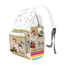 Load image into Gallery viewer, Horses Running White Clay Multi-Function Diaper Backpack/Diaper Bag
