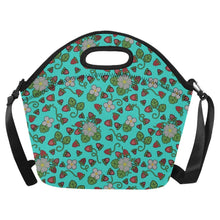 Load image into Gallery viewer, Strawberry Dreams Turquoise Neoprene Lunch Bag/Large
