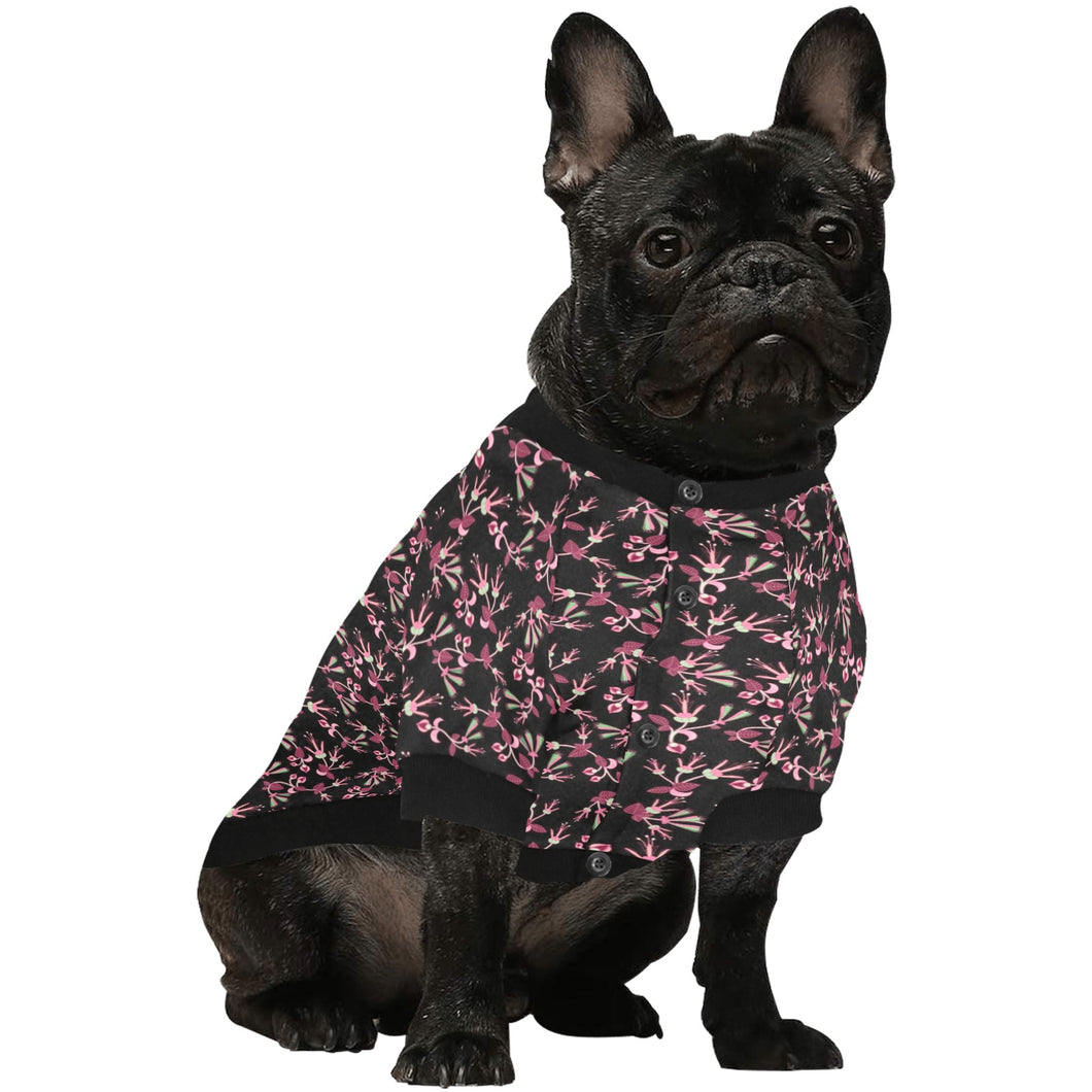 Floral Green Black Pet Dog Round Neck Shirt