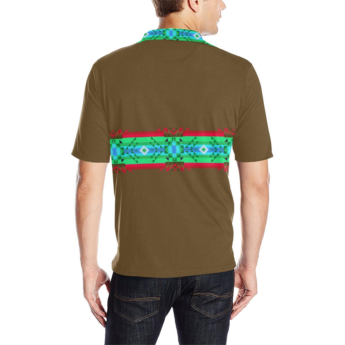 Earth Blanket Strip - I Men's All Over Print Polo Shirt (Model T55) Men's Polo Shirt (Model T55) e-joyer 