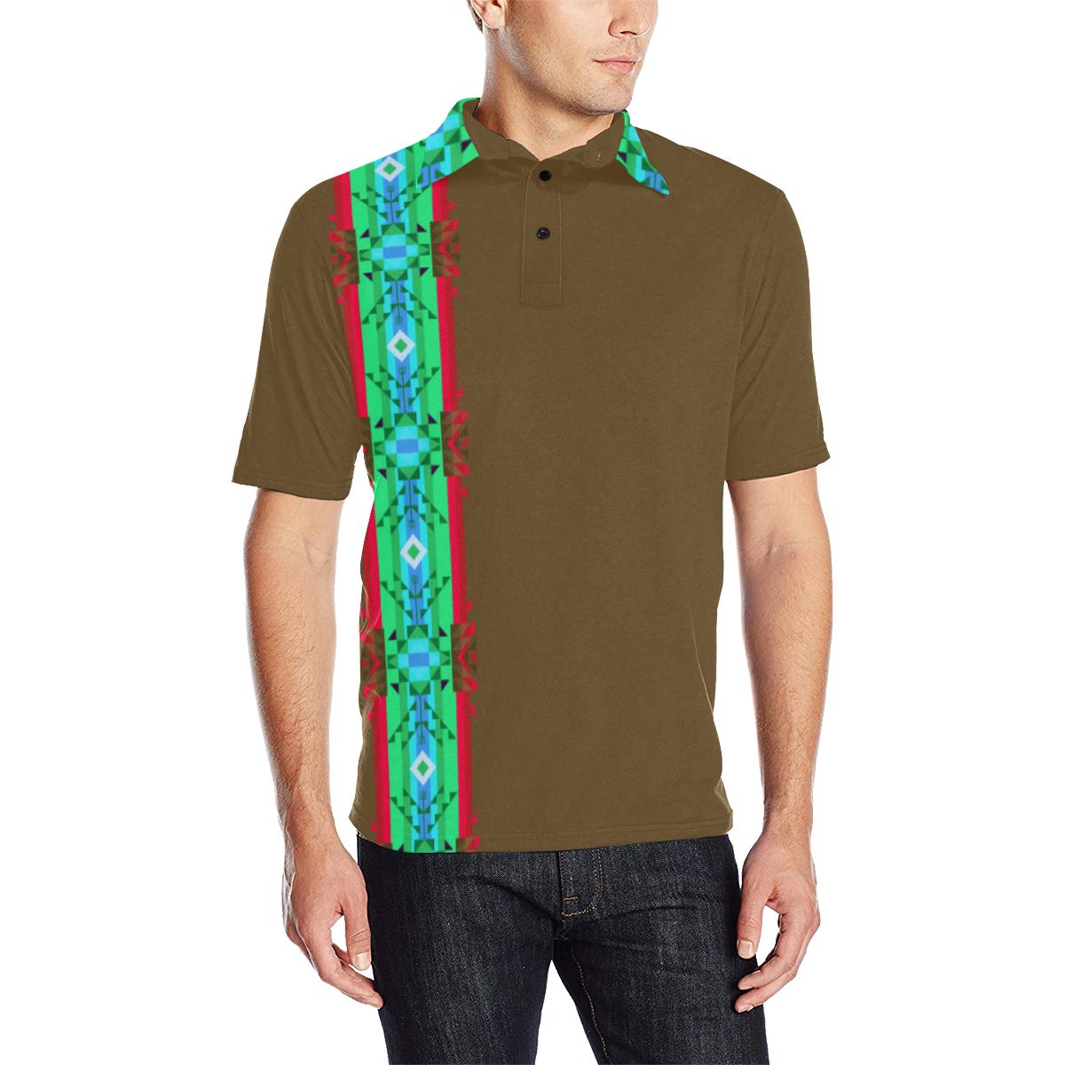 Earth Blanket Strip Men's All Over Print Polo Shirt (Model T55) Men's Polo Shirt (Model T55) e-joyer 