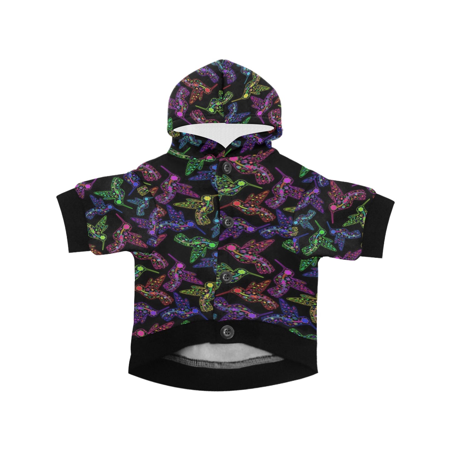 Neon Floral Hummingbirds Pet Dog Hoodie