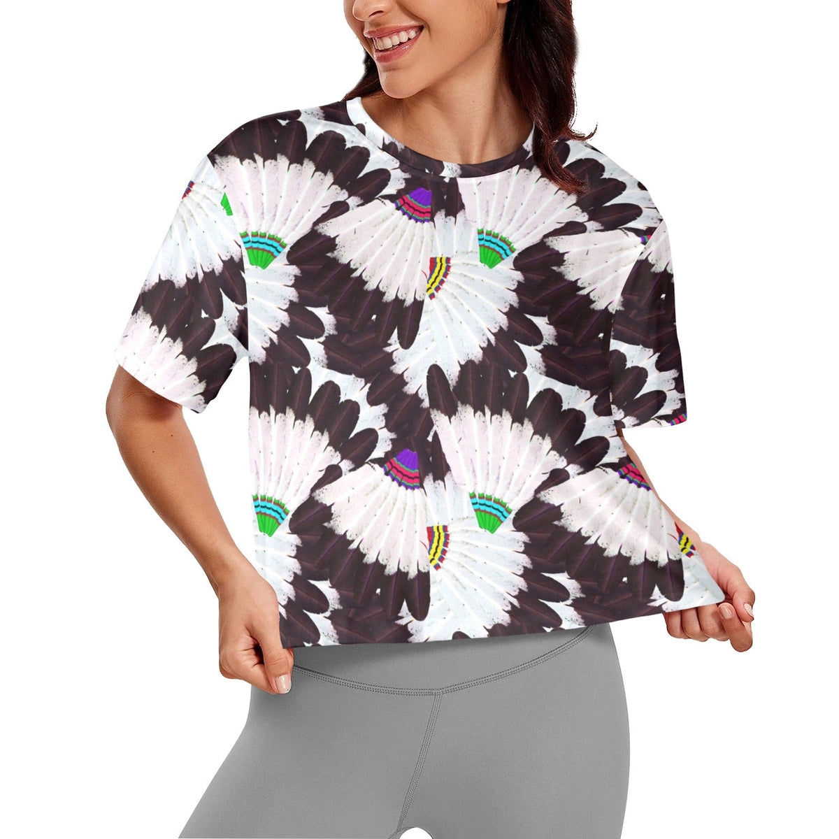 Eagle Feather Fans Crop Top
