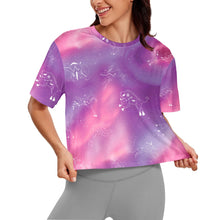 Load image into Gallery viewer, Animal Ancestors 7 Aurora Gases Pink and Purple Crop Top
