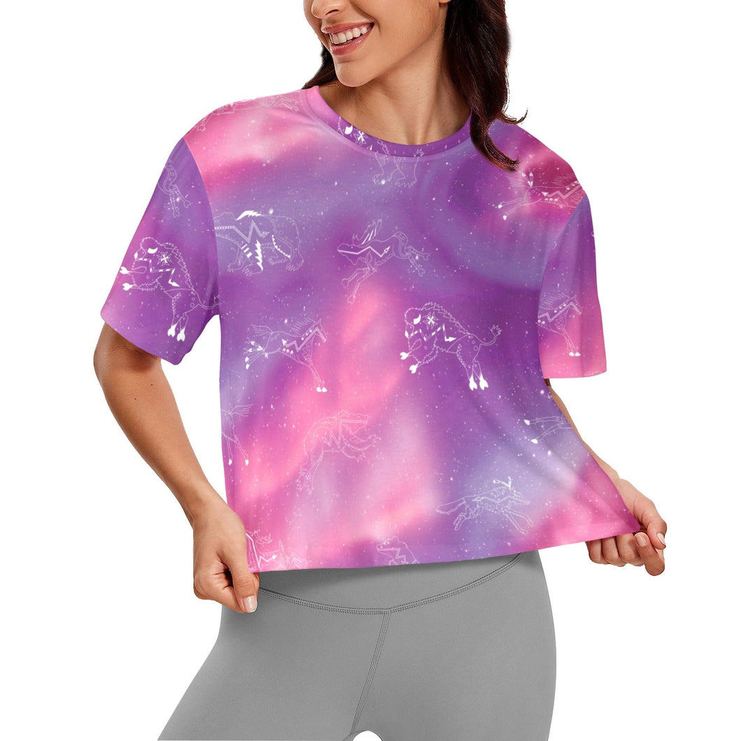 Animal Ancestors 7 Aurora Gases Pink and Purple Crop Top