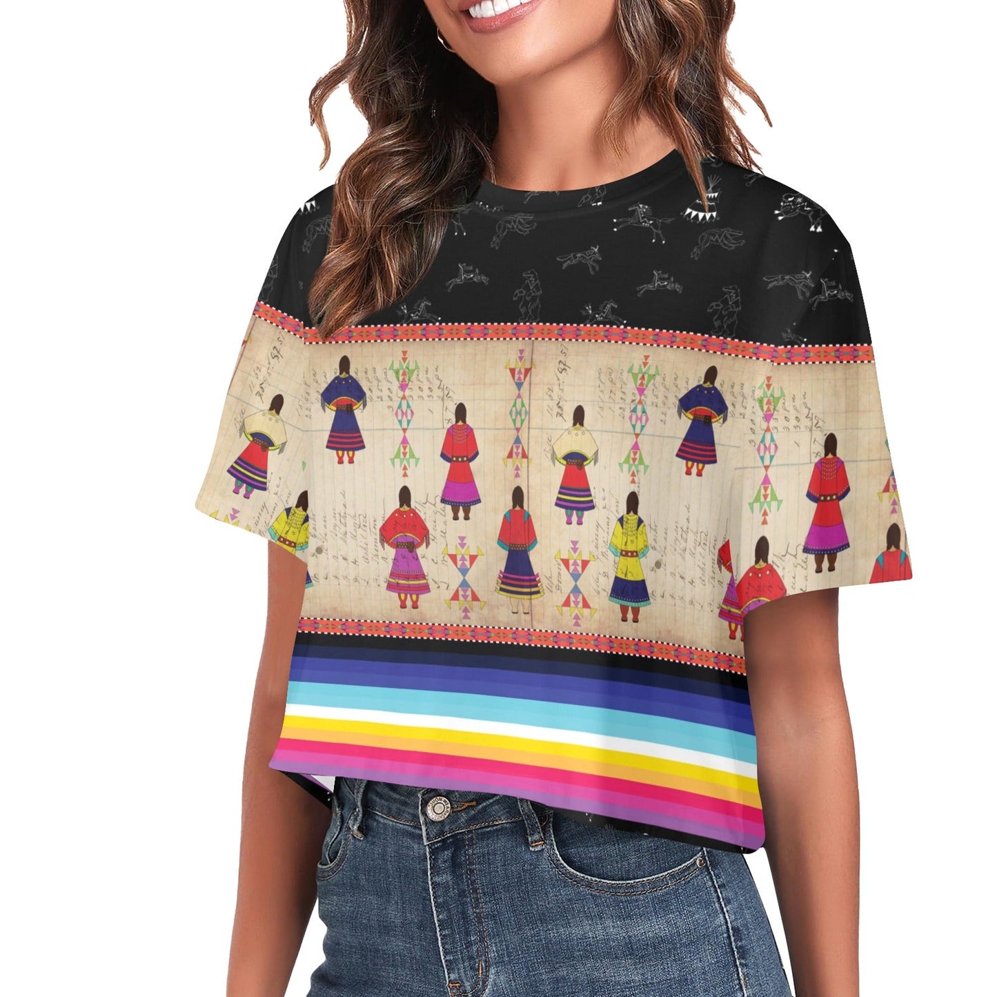 Ledger Round Dance Midnight Crop Top