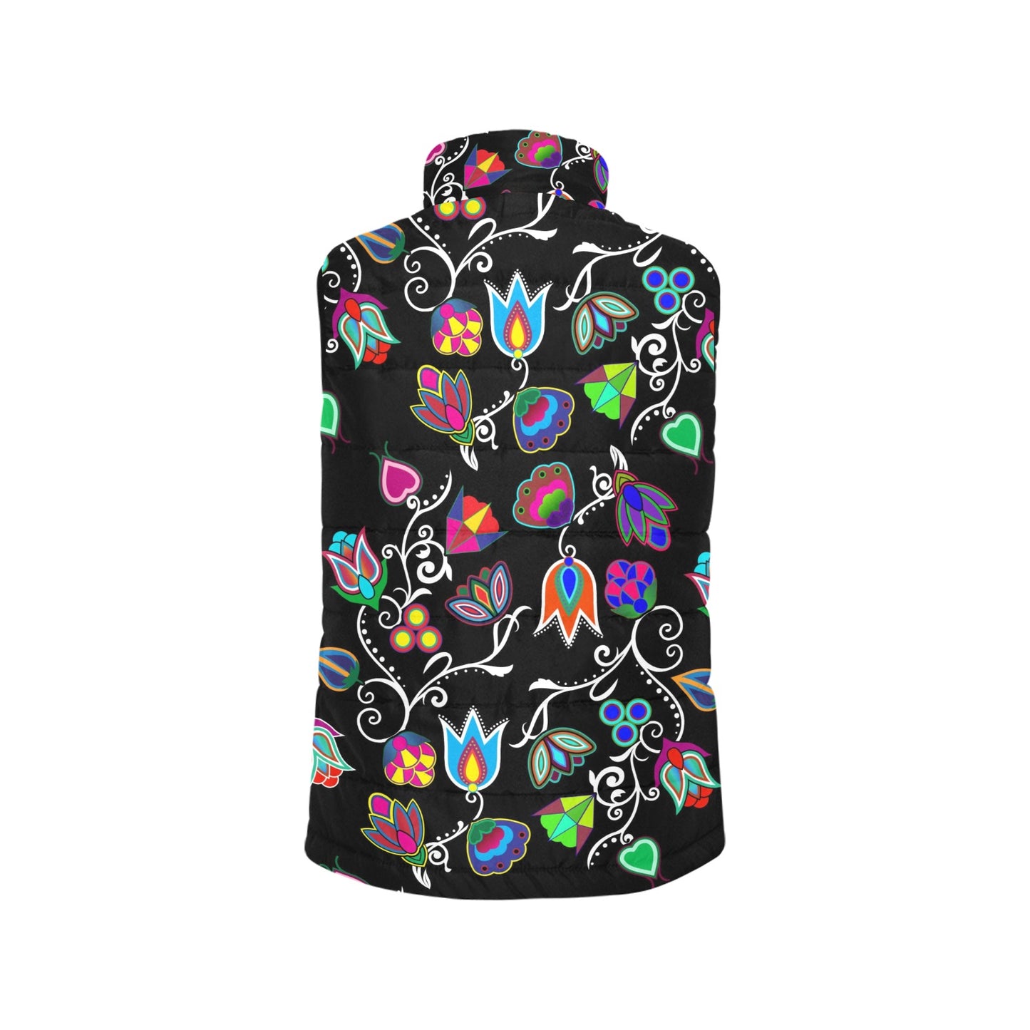 Indigenous Paisley Black Women's Padded Vest Jacket