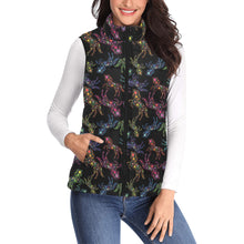 Load image into Gallery viewer, Neon Floral Horses Women&#39;s Padded Vest Jacket
