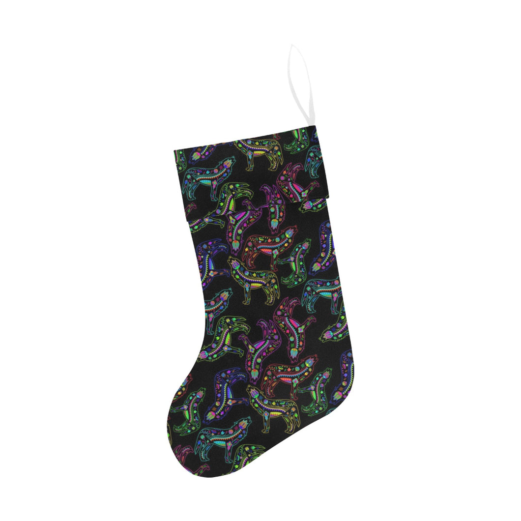 Floral Wolves Christmas Stocking