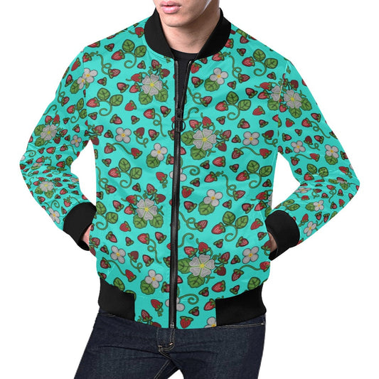 Strawberry Dreams Turquoise Bomber Jacket for Men