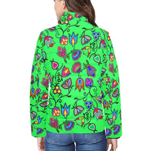 Load image into Gallery viewer, Indigenous Paisley Green Women&#39;s Stand Collar Padded Jacket
