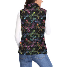 Load image into Gallery viewer, Neon Floral Horses Women&#39;s Padded Vest Jacket
