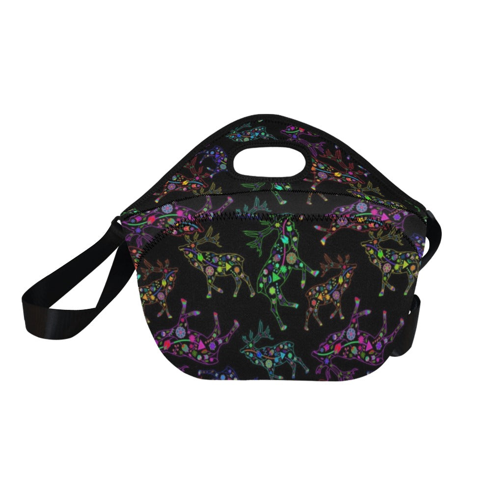 Neon Floral Elks Neoprene Lunch Bag/Large