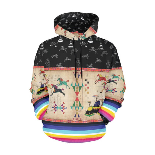 Horses Running Black Sky Hoodie for Men