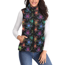 Load image into Gallery viewer, Neon Floral Turtles Women&#39;s Padded Vest Jacket
