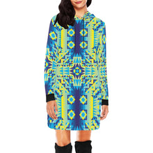 Load image into Gallery viewer, Kaleidoscope Jaune Bleu Hoodie Dress
