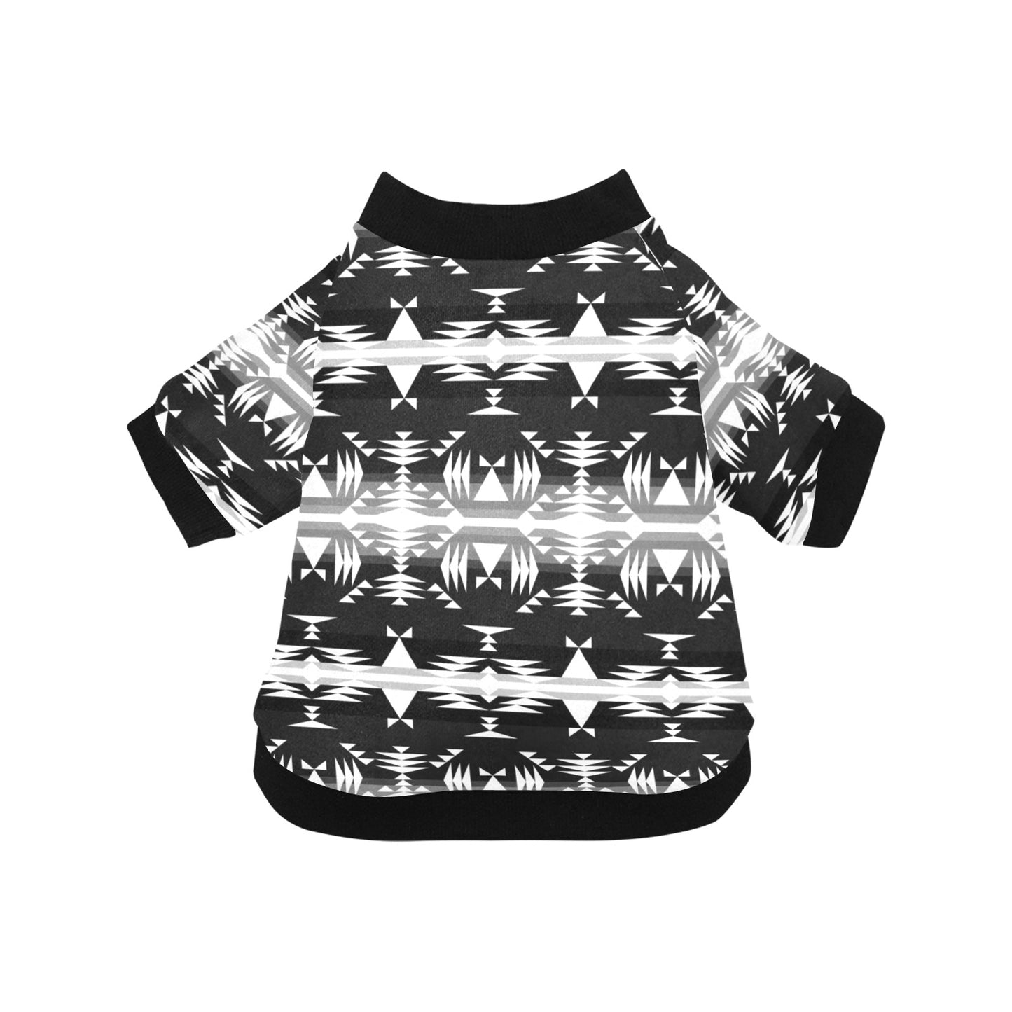Between the Mountains Black and White Pet Dog Round Neck Shirt