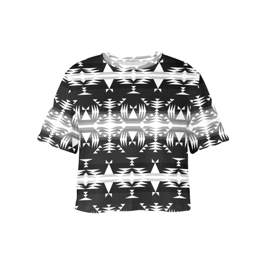 Between the Mountains Black and White Crop Top