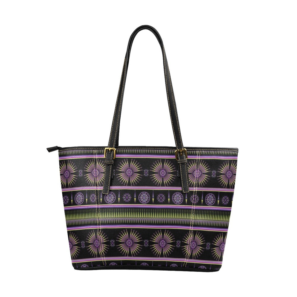 Evening Feather Wheel Leather Tote Bag