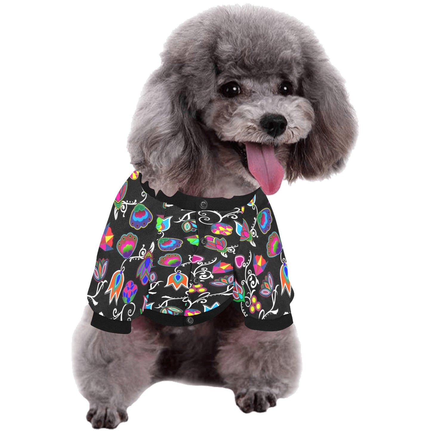 Indigenous Paisley Black Pet Dog Round Neck Shirt