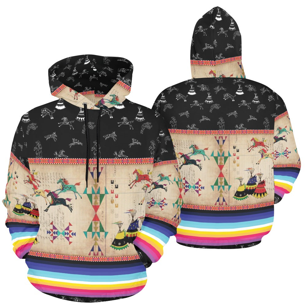 Horses Running Black Sky Hoodie for Men
