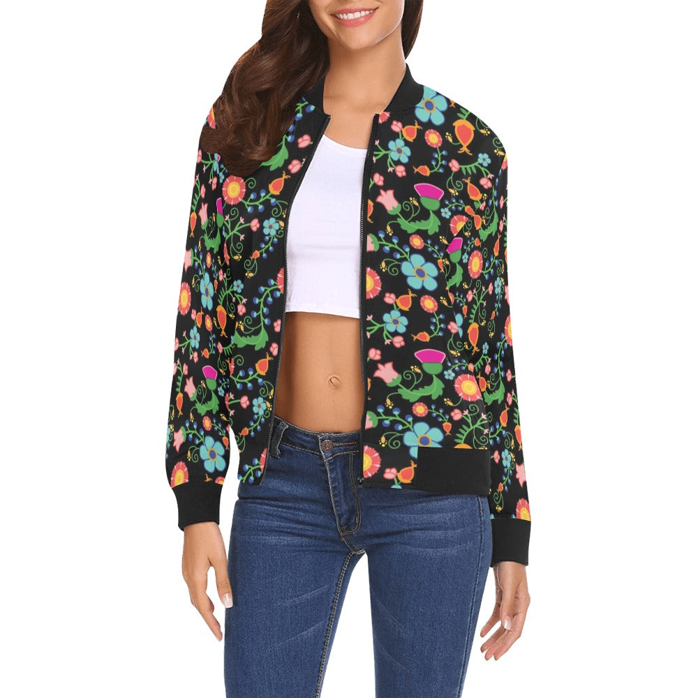 Bee Spring Night Bomber Jacket for Women