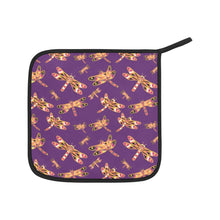 Load image into Gallery viewer, Gathering Yellow Purple Oven Mitt &amp; Pot Holder
