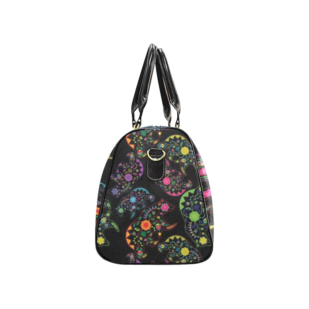 Neon Floral Bears New Waterproof Travel Bag/Small