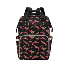 Load image into Gallery viewer, Red Swift Colourful Black Multi-Function Diaper Backpack/Diaper Bag
