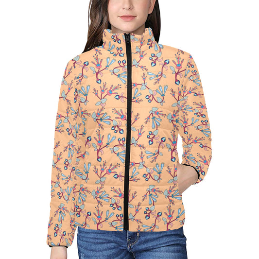 Swift Floral Peache Women's Stand Collar Padded Jacket