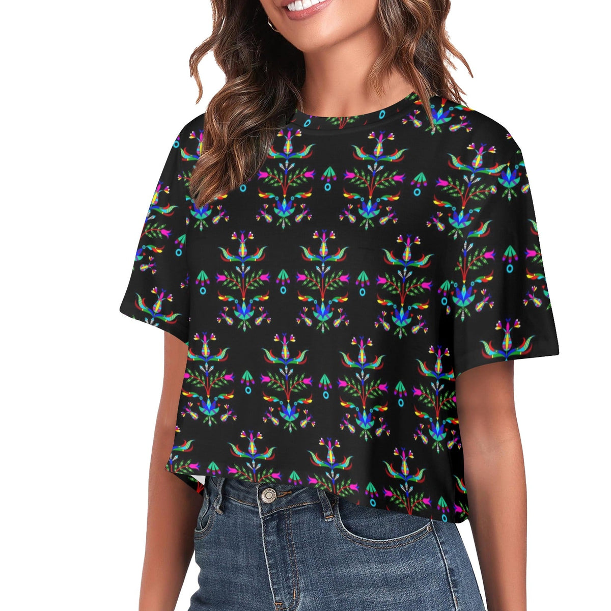 Dakota Damask Black Crop Top