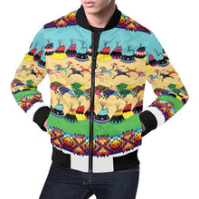 Load image into Gallery viewer, Horses and Buffalo Ledger White Bomber Jacket for Men
