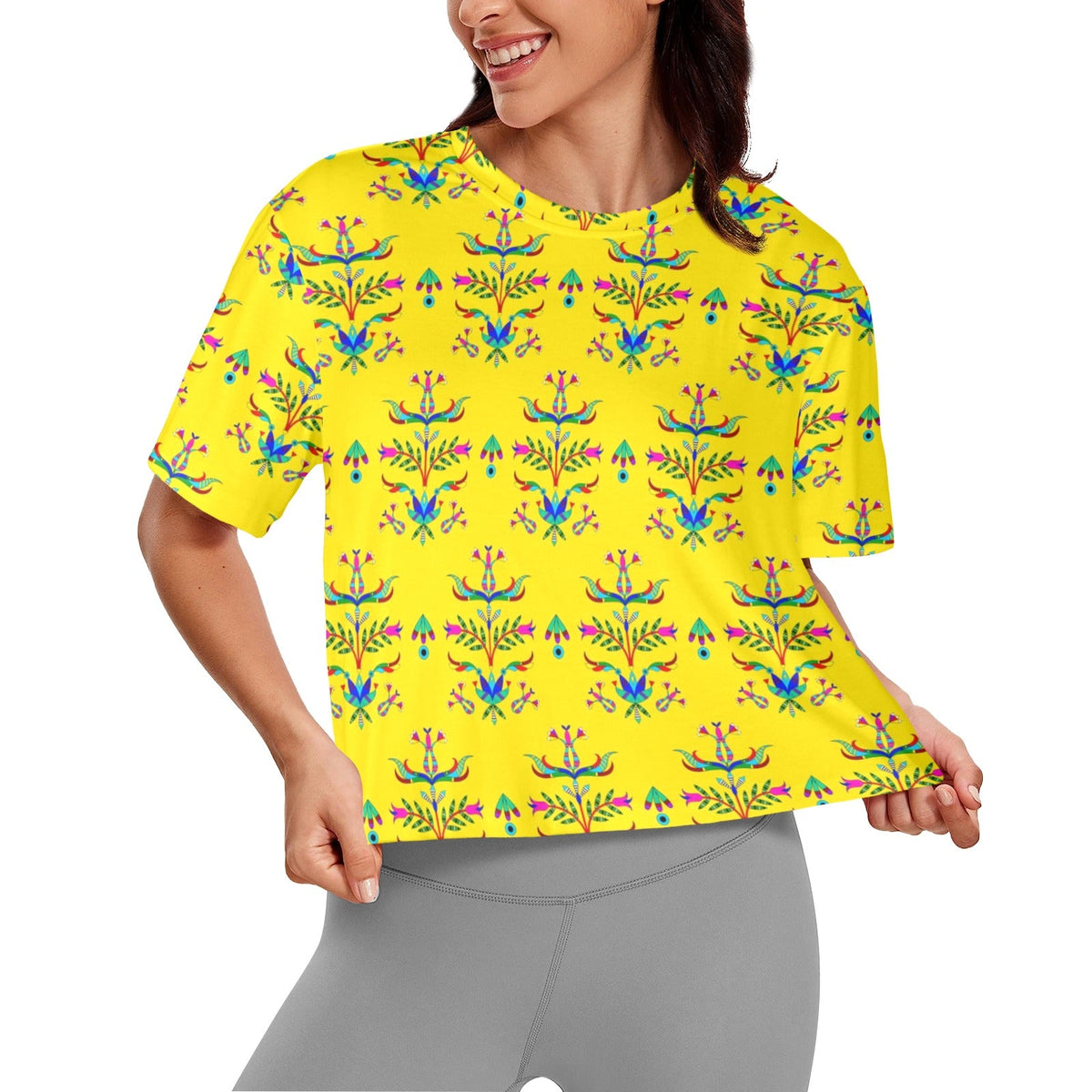 Dakota Damask Yellow Crop Top