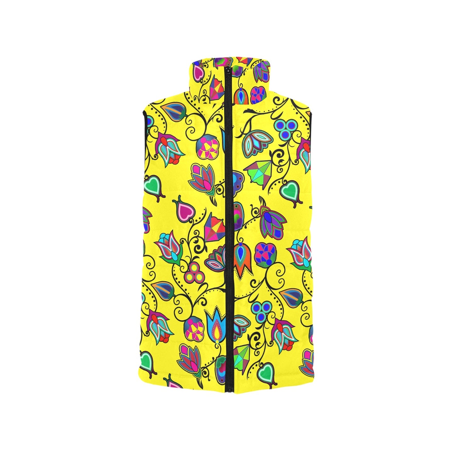 Indigenous Paisley Yellow Women's Padded Vest Jacket