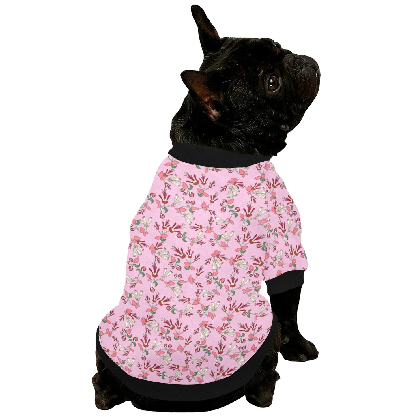 Strawberry Floral Pet Dog Round Neck Shirt