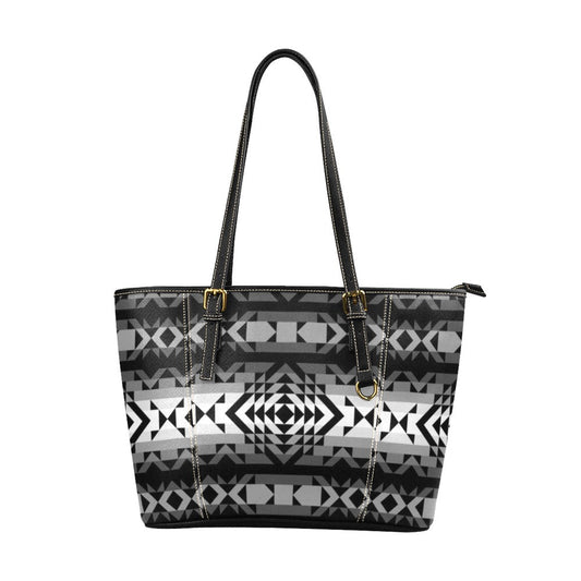 Black Rose Shadow Leather Tote Bag