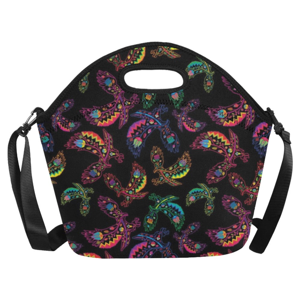 Neon Floral Eagles Neoprene Lunch Bag/Large