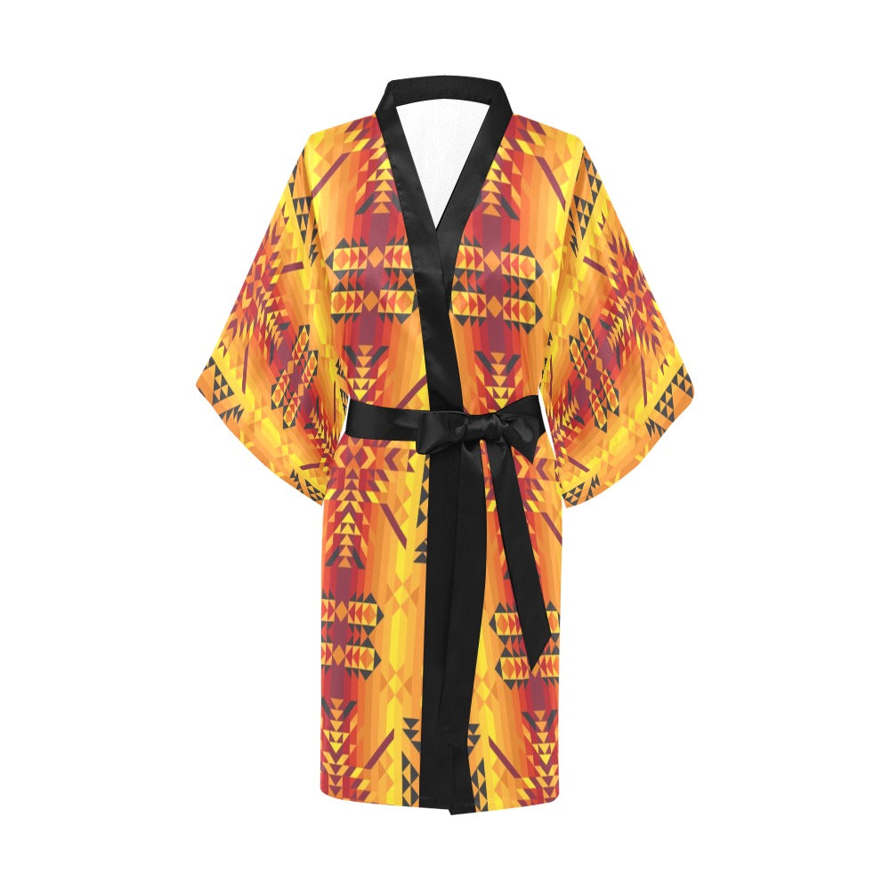 Desert Geo Yellow Red Kimono Robe