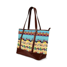 Load image into Gallery viewer, Horses and Buffalo Ledger Torquoise Tote Handbag
