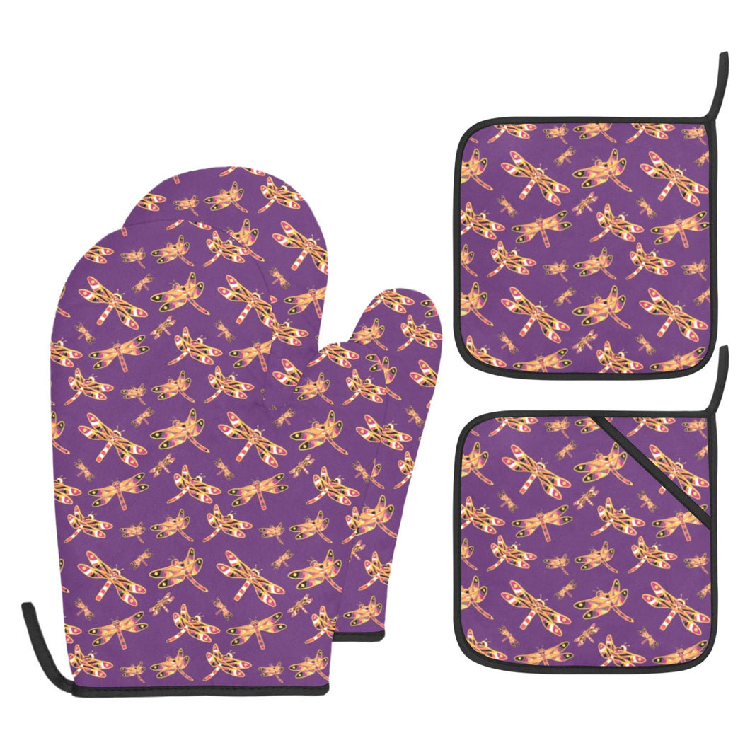 Gathering Yellow Purple Oven Mitt & Pot Holder